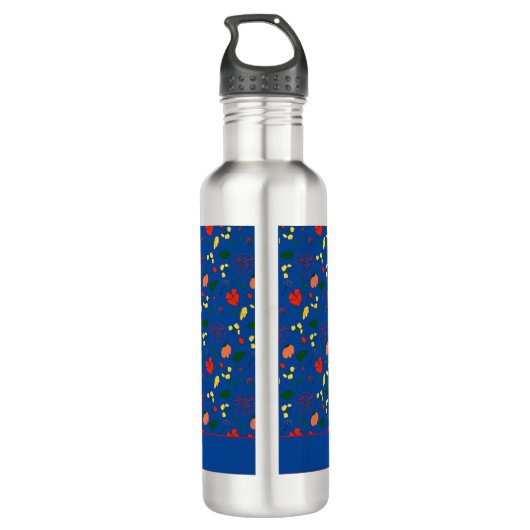 Blaue Wildblumen Edelstahlflasche (Rückseite)