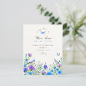 Blaue Wildblumen Einladung (Stehend Vorderseite)
