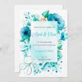 Blaue Wildblumen Einladung Hochzeit (Vorne/Hinten)