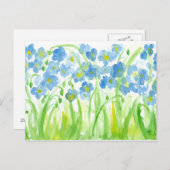 Blaue Wildblumen Flachs Botanische Farbe Postkarte (Vorne/Hinten)