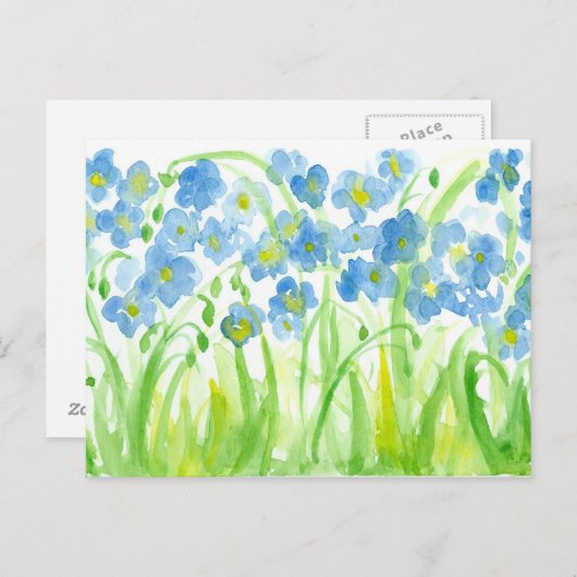 Blaue Wildblumen Flachs Botanische Farbe Postkarte (Vorne/Hinten)