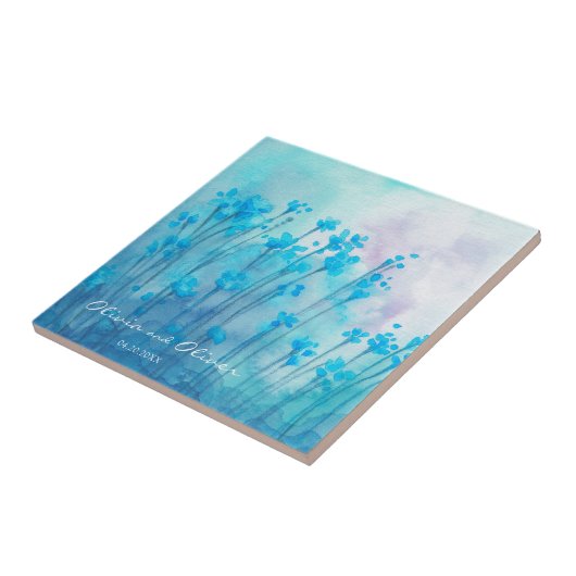 Blaue Wildblumen Fliese (Seite)