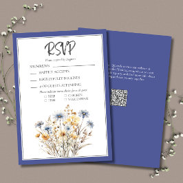 Blaue Wildblumen Formal Elegante Moderne Hochzeit RSVP Karte
