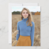 Blaue Wildblumen Foto Abschluss Einladung (Rückseite)