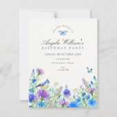 Blaue Wildblumen Geburtstag Einladung (Vorderseite)