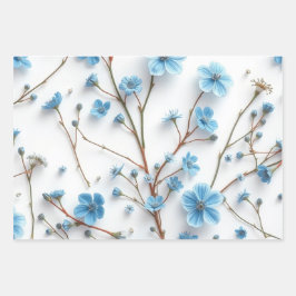 Blaue Wildblumen Geschenkpapier Set