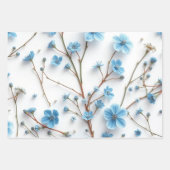 Blaue Wildblumen Geschenkpapier Set (Vorderseite 3)