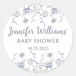 Blaue Wildblumen-Herbst-Junge-Baby-Party Dankeschö Runder Aufkleber