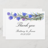 Blaue Wildblumen Hochzeit Dankeskarte (Vorne/Hinten)