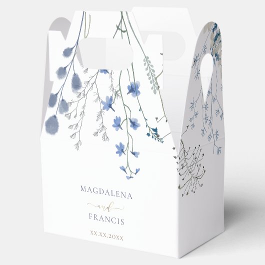 Blaue Wildblumen Hochzeit Geschenkschachtel (Geöffnet)