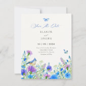 Blaue Wildblumen-Hochzeit Save The Date (Vorderseite)