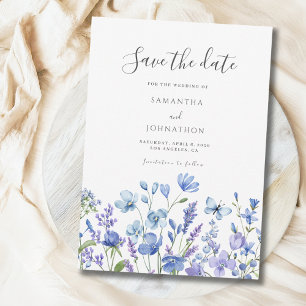 Blaue Wildblumen-Hochzeit Save The Date