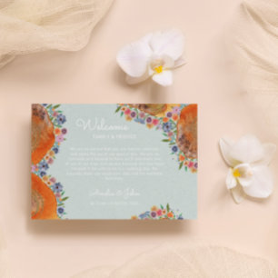 Blaue Wildblumen-Hochzeits-Willkommens-Geschenktas Platzkarte