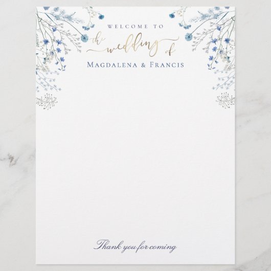 Blaue Wildblumen Hochzeitsbrief (Vorderseite)