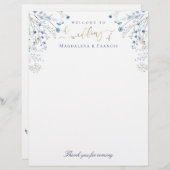 Blaue Wildblumen Hochzeitsbrief (Vorne/Hinten)