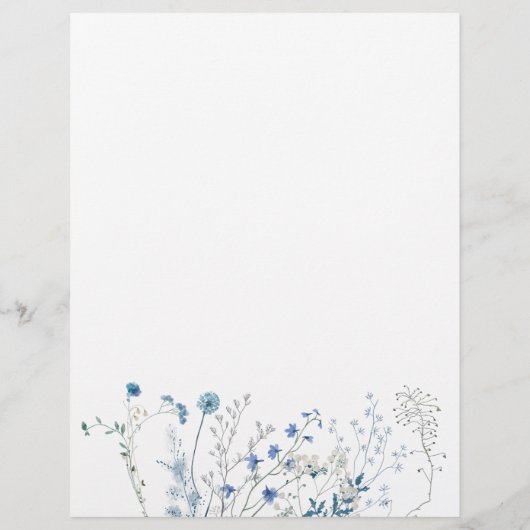 Blaue Wildblumen Hochzeitsbrief (Rückseite)