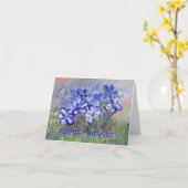 Blaue Wildblumen in einem Kunsthandwerk Karte (Gelbe Blume)