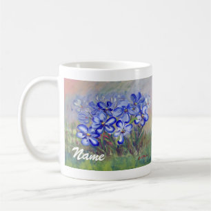 Blaue Wildblumen in einer Feld-feine Kunst-Malerei Kaffeetasse