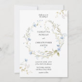 Blaue Wildblumen in zartem Aquarell Einladung (Vorderseite)