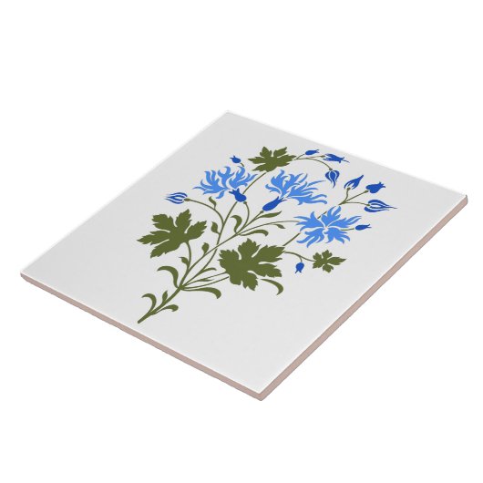 Blaue Wildblumen Keramik Fliese (Seite)