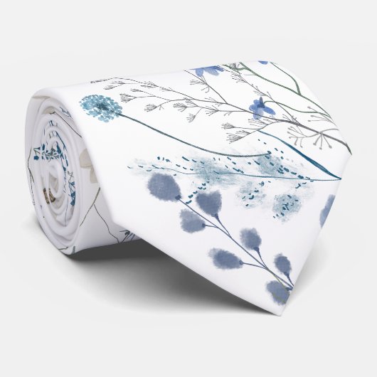 blaue Wildblumen Krawatte (Gerollt)