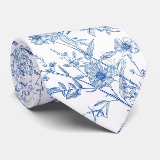 blaue Wildblumen Krawatte (Gerollt)