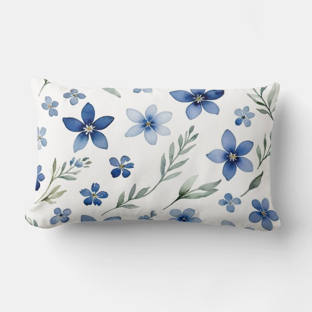 Blaue Wildblumen Lendenkissen (Vorderseite)
