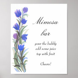 Blaue Wildblumen Mimosa Bar Poster