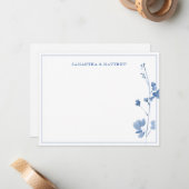 Blaue Wildblumen mit doppeltem Rand Mitteilungskarte (Vorderseite/Rückseite Beispiel)