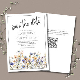 Blaue Wildblumen Moderne Elegante Hochzeit mit Blu Save The Date