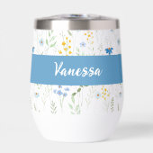 Blaue Wildblumen-Monogramm-Name (Vorderseite)