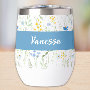 Blaue Wildblumen-Monogramm-Name