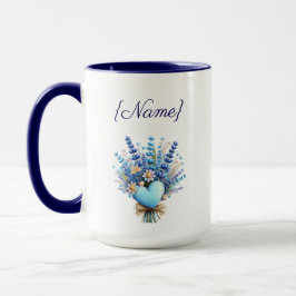 Blaue Wildblumen-Name-Tasse – Florales individuell Tasse