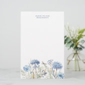 Blaue Wildblumen Papier für das Papier für das Pap (Stehend Vorderseite)