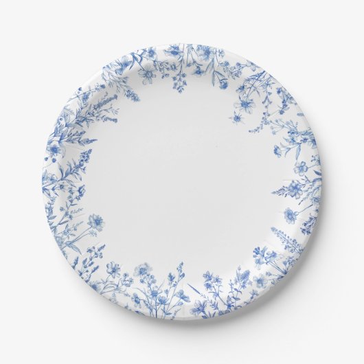 Blaue Wildblumen Pappteller (Vorderseite)
