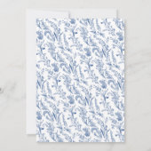 Blaue Wildblumen Perlen und Prosecco Einladung (Rückseite)