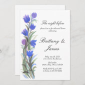 Blaue Wildblumen Probe Abendessen Einladung (Vorne/Hinten)