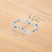 Blaue Wildblumen Rahmen Save the Date elegant Acryleinladungen (Ablage )