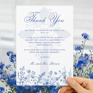Blaue Wildblumen Religiöse Hochzeits-Dankeschön-Ka Karte