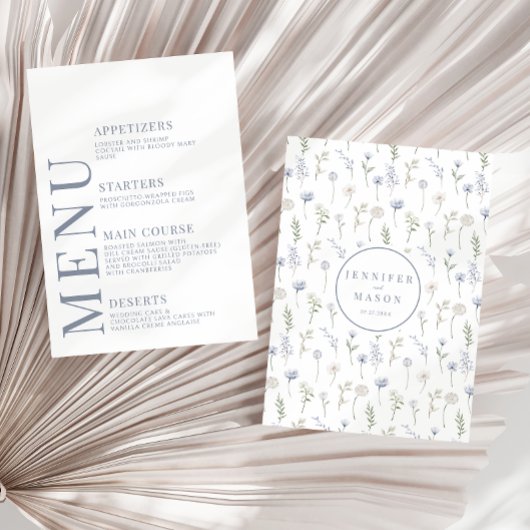 Blaue Wildblumen rustikale Hochzeitskarten Begleitkarte