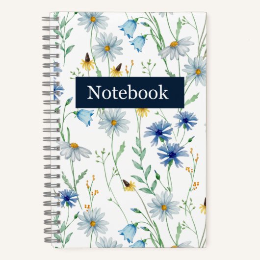 Blaue Wildblumen-Spiralnotizbuch 🌸 Notizblock (Vorderseite)