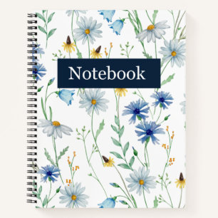 Blaue Wildblumen-Spiralnotizbuch 🌸 Notizblock