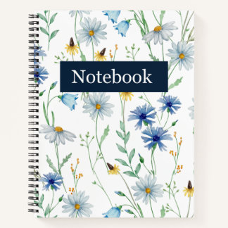 Blaue Wildblumen-Spiralnotizbuch 🌸 Notizblock