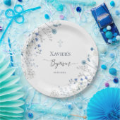 Blaue Wildblumen Taufe Pappteller (Party)