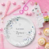 Blaue Wildblumen Taufe Pappteller (Party)