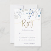 Blaue Wildblumen UAWG Hochzeit RSVP Karte (Vorderseite)
