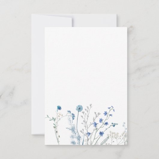 Blaue Wildblumen UAWG Hochzeit RSVP Karte (Rückseite)