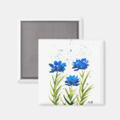 Blaue Wildblumen Wasserfarbe gürtnisch chic Magnet (Vorderseite/Rückseite)
