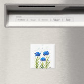 Blaue Wildblumen Wasserfarbe gürtnisch chic Magnet (In Situ (Geschirrspüler))