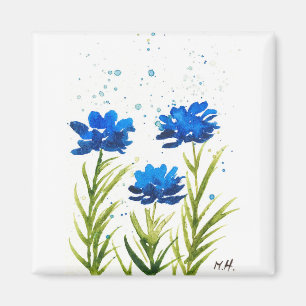 Blaue Wildblumen Wasserfarbe gürtnisch chic Magnet